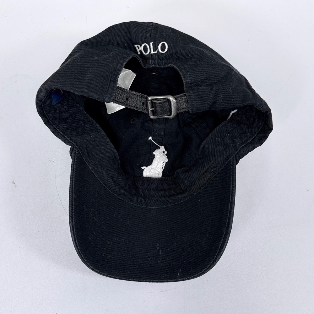 Polo Ralph Lauren Big Pony Cap Hat Mens One Size Fits All Black Leather Strap - Picture 5 of 7